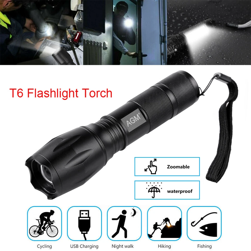 Tactical Police 50000LM CREE XM-L T6 LED 5Modalità 18650 Torcia Batteria e Caricabatterie - Immagine 1 di 4