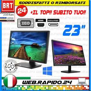 PC MONITOR SCHERMO LCD LED 23" POLLICI (DELL,HP) VGA DVI DISPLAY FHD 22 24 - Foto 1 di 9