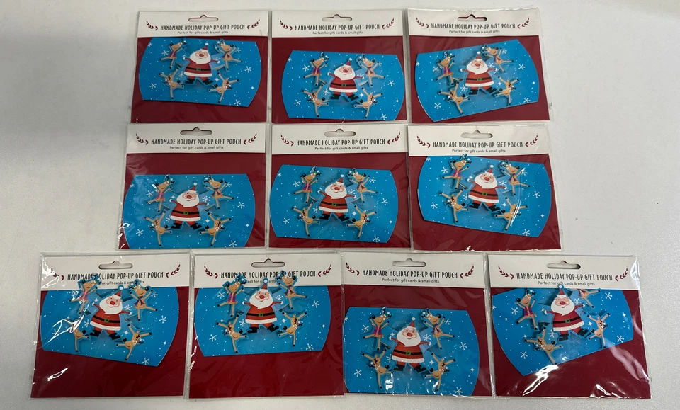 Handmade Holiday Pop-up Gift Card Envelope NEW 10-PACK Santa and Reindeer NEW - Image 1 of 4