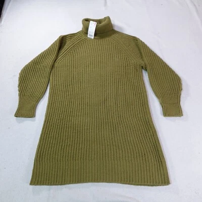 Женский свитер Uniqlo средний зеленый длинный коренастый вязаный пуловер с водолазкой толстый - Изображение 1 из 4
