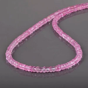 Natural Pink Morganite 4-5mm Rondelle Beads Chain 18" Strand Handmade Necklace - Picture 1 of 5