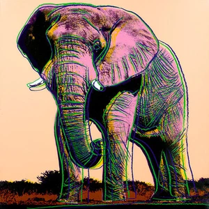 Impresión en lienzo de alta calidad elefante africano A1+ de Andy Warhol - Imagen 1 de 1