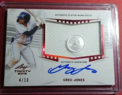 2019 GREG JONES RC AUTO RARE BUTTON PATCH #4/10 SSP - Image 1 of 4