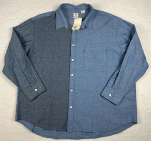 Levi's Hemd Herren Größe XL Übergröße Knopfleiste blau marineblau Colorblock LS $ 89 - Bild 1 von 13