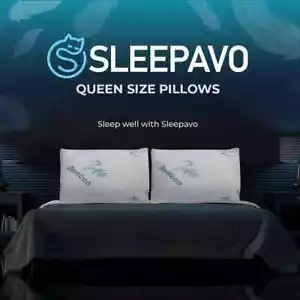 Sleepavo Shredded Memory Foam Pillow—Soft Cooling Bamboo Pillow (Queen, 1 Pack) - Picture 1 of 8