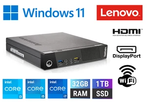 CHEAP FAST Windows 11 TINY MINI Desktop PC CORE i7 32GB RAM 1TB SSD WIFI Lenovo - Picture 1 of 4