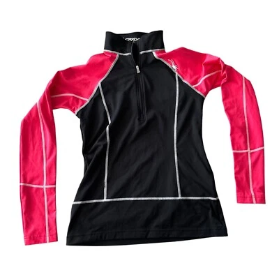 Camisa Spyder Peach Therma elástica cuello en T para mujer talla 6 nueva con etiquetas - 019-blk/fli Foto 1 de 4