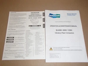 DOOSAN BX-60WH 80WH 120H Plate Compactor Operation Maintenance Parts Manual - Picture 1 of 5