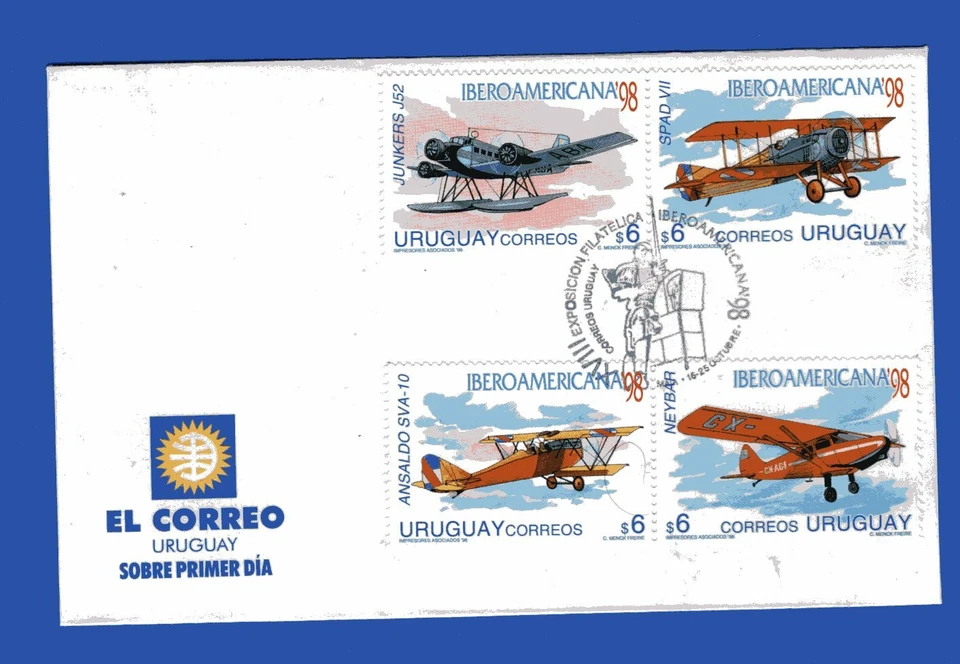 PLANES, URUGUAY, MI # 2386/9, FDC, VF - Image 1 of 1