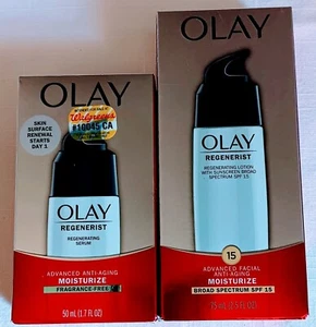 MIX LOT of 2pk Olay Regenerist Regen Serum 1.7oz + sunscreen SPF 15 SEE PHOTOS - Picture 1 of 6