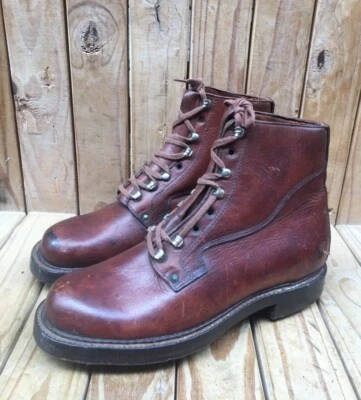 Botas de cuero vintage militares para hombre marrón hobnails Reino Unido 11 EE. UU. 12 Foto 1 de 4