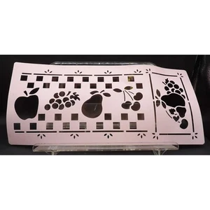 Obst Bordüren Schablone, Wandbild, Vintage, Schachbrettmuster - Bild 1 von 1