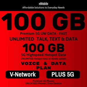 Verizon Plus5G VOICE Plan 100GB Premium Data+100GB Hotspot - Picture 1 of 2