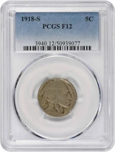 1918-S Buffalo Nickel F12 PCGS - Picture 1 of 2