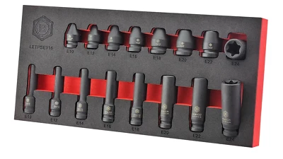 1/2" Drive Impact E-Torx Socket Set, Sizes E10-E24 - Britool Hallmark - Image 1 of 4
