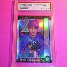 ALEX ESCOBAR 1999 Bowman Chrome #214 GOLD Signature REFRACTOR #/25 RC PSA 9 MINT