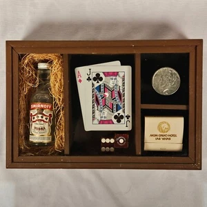A Gamblers Shadowbox For Mancave - Blackjack Dice Matches Coin Drink  -Wall Hung - Picture 1 of 8