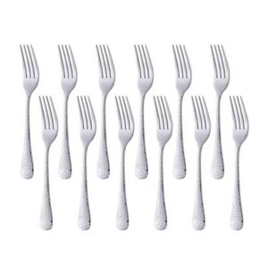 Dessert Forks 12PCS 7.5 Inches Stainless Steel Hammered Surface Silver - Picture 1 of 7