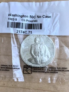 1982-S George Washington 90% Silver Ch Proof-63 Commemorative Half Dollar Sealed - Picture 1 of 2