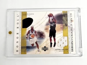 GAME USED JERSEY 2001-02 UD Honor Roll Authentics BARON DAVIS ANDRE MILLER NBA - Picture 1 of 2