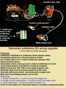 Fender H-H Telecaster Solderless wiring harness with Coil Splitting! - Picture 1 of 11