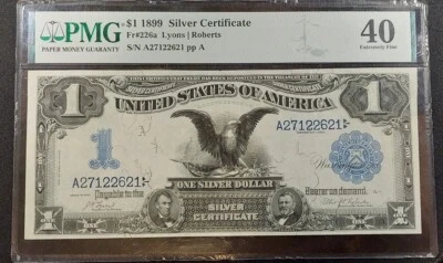 US 1899 $1 Silver Certificate Lyons/Roberts FR 226a PMG 40 Extremely Fine - Image 1 of 2