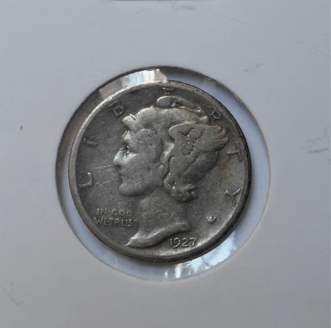 1927-s . . Mercury Dime  .  F+ .  Original  .  Fine+ Cover