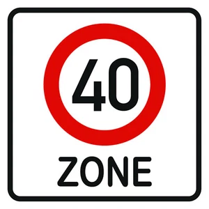 wetterfestes Verkehrsschild "Zone 40" Geburtstagsschild, Verkehrszeichen 40x40cm - Bild 1 von 1
