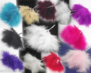 1 x 6 Stems Wired Marabou Fluff Feathers, Ivory, White, Purple, Pink, Black, etc - Picture 1 of 10