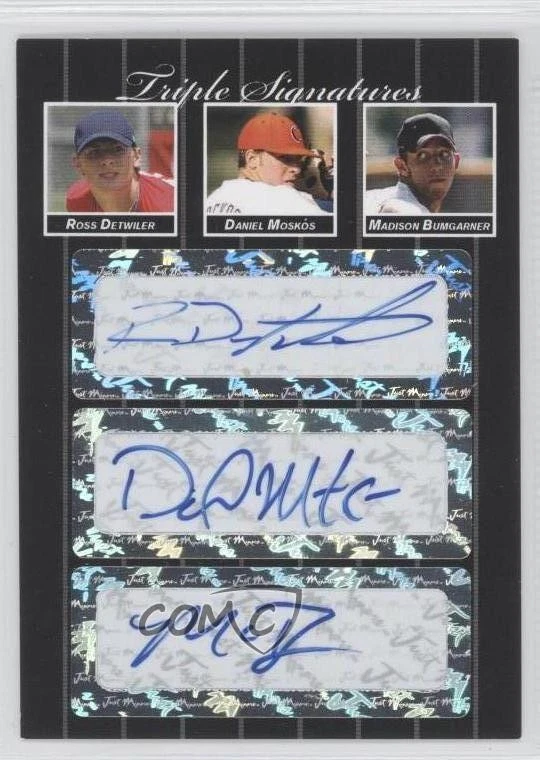 2007 Just Minors Triple Signatures Black /3 Ross Detwiler Daniel Moskos Auto - Imagem 1 de 2