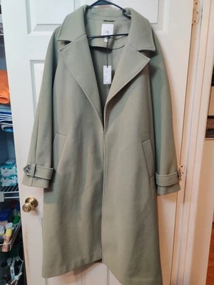 Abrigo River Island UK 18/US 14 Longline a medida verde caqui nuevo con etiquetas Foto 1 de 3