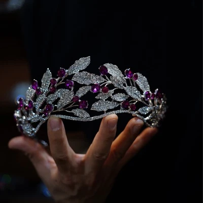 New purple Crystal Wedding Crowns Headbands Evening Hairband - Image 1 of 4