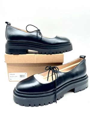 Steve Madden Landon (Black Leather) Lace Up Women's Flat Shoes Size 9 - Image 1 of 4