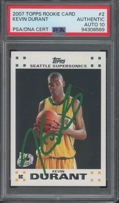 2007-08 Topps Team Set Blanco #2 Kevin Durant RC Rookie Gem Como Nuevo PSA DNA 10 Automático Foto 1 de 2