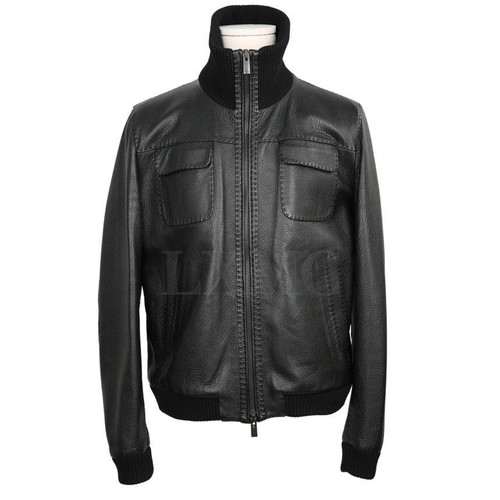 Giacca da motociclista Fendi Seleria in pelle nera 12345 139710059