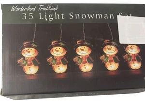 Light String 5 Snowmen NOB Christmas - Picture 1 of 4