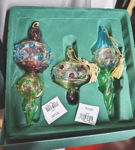 WATERFORD MARQUIS PASTEL GEM CHRISTMAS ORNAMENTS IN BOX  - Picture 1 of 7