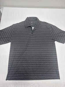 Nike Golf Dri-Fit Polo Short Sleeve Shirt Large Gray Black Design Logo - Picture 1 of 12