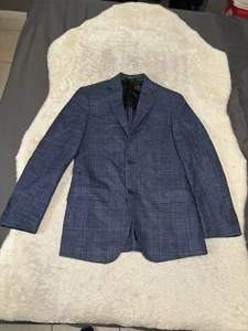 Nordstrom Men’s Blue Wool Silk Sport Blazer Jacket Size 36R Trim Fit - Picture 1 of 9