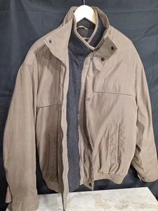 Weatherproof Tan Soft Shell Mens Bomber Puffer Jacket Sz Large Fleece Lined - Picture 1 of 13