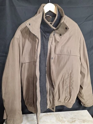 Weatherproof Tan Soft Shell Mens Bomber Puffer Jacket Sz Large Fleece Lined - Image 1 of 4