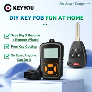 KEYYOU Programmer OBD Remote Key For Dodge Caliber Jeep Compass Patriot Wrangler - Picture 1 of 8