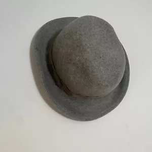 VTG Doeskin Felt Wool Hat Women’s Fedora Bow Gray Made USA Geo Bollman & Co EUC - Picture 1 of 10