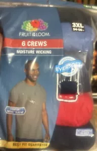 NIP! Fruit Of The Loom 3XL Eversoft Cotton Crew T-Shirt 6 Pack Assorted Colors - Picture 1 of 4