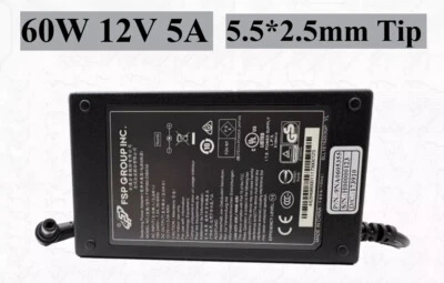 FSP 12V 5.0A 60W AC/DC Switching Power Adapter 5.5*2.5mm Charger FSP060-RHAN3 - Image 1 of 3