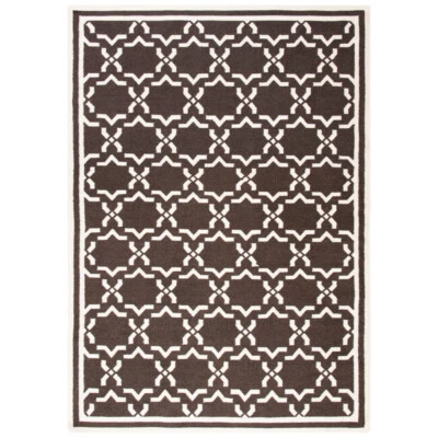 SAFAVIEH Dhurries DHU545A Handwoven Chocolate /Ivory Rug - Image 1 of 4