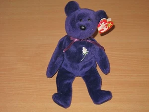 TY BEANIE BABY - LADY DIANA " PRINCESS " BEAR von 1997 P.V.C. PELLETS INDONESIA - Picture 1 of 3