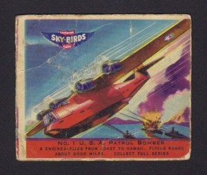 1941 R137 Goudey Gum Card - Sky Birds series - #1 First Card USA Patrol Bomber