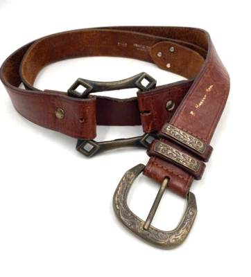 Harrington коричневый кожаный ремень латуни W маленький/26 ссылка соединитель страны корова сердечник - Изображение 1 из 4