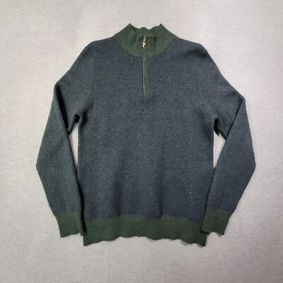 Suéter Brooks Brothers Niños XL Azul Verde Lana Saxxón Cuello Simulado 1/4 Cremallera Clásico Foto 1 de 4